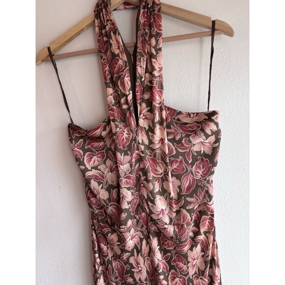 VERONICA BEARD Alberta Halterneck Silk Blend Deep Ochre Multicolored Dress Sz 10 - Picture 5 of 11